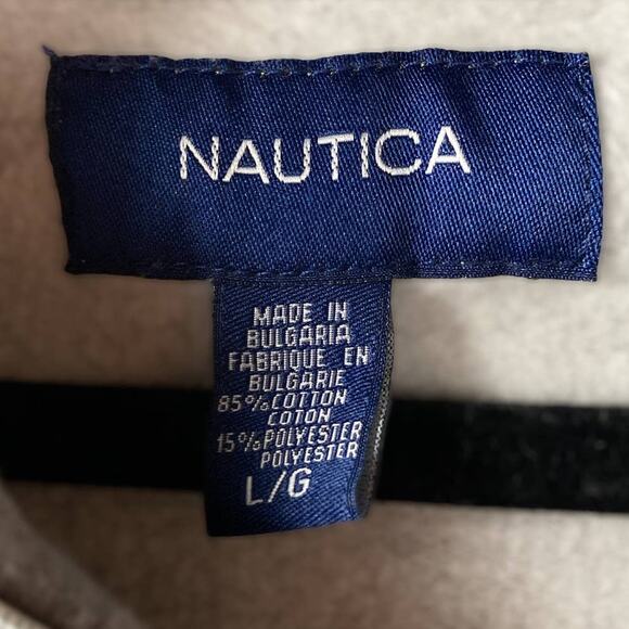 Nautica Sweater Mens Large Gray Black Colorblock 1/4 Zip Fleece Pullover Cotton - Picture 3 of 6